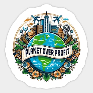 Planet Over Profit Love Your Mother Earth Nature Planet Cute Environmentalist Sticker